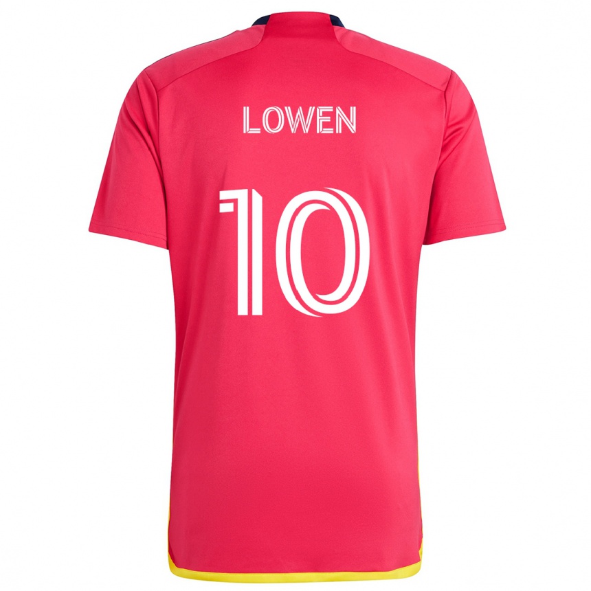 Niño Fútbol Camiseta Eduard Löwen #10 Rojo Azul 1ª Equipación 2024/25 Argentina