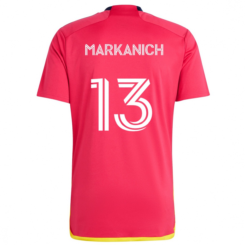 Niño Fútbol Camiseta Anthony Markanich #13 Rojo Azul 1ª Equipación 2024/25 Argentina