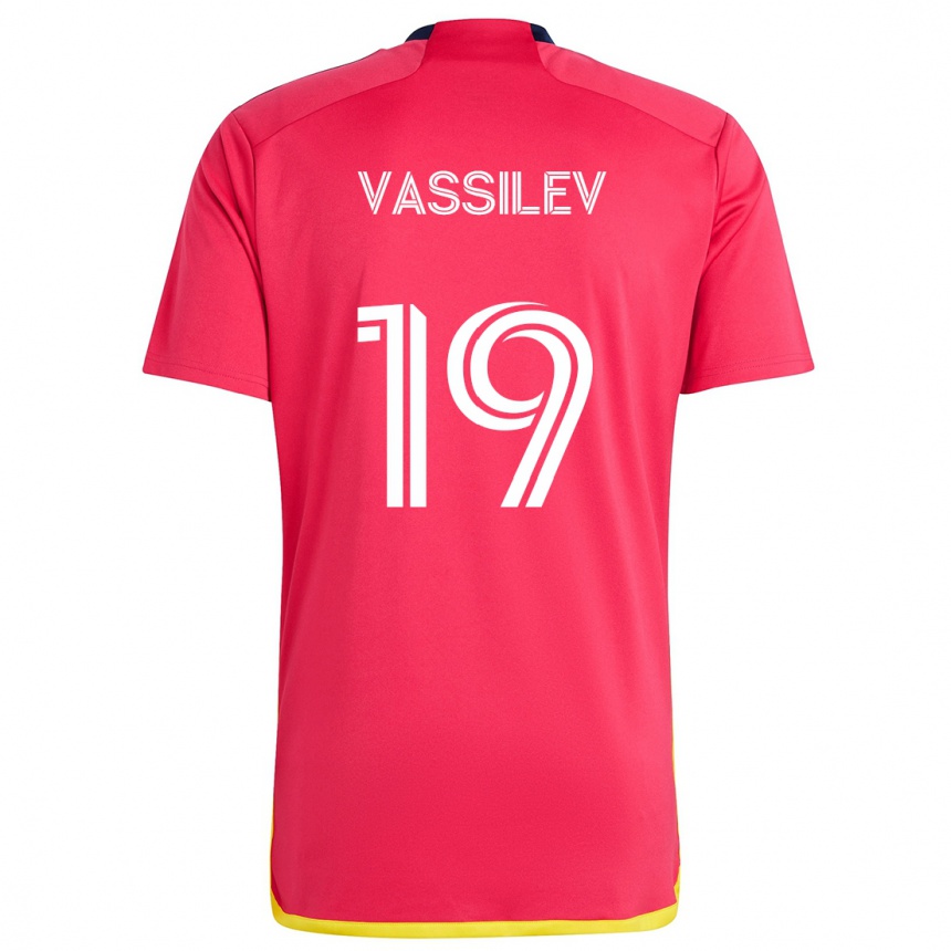 Niño Fútbol Camiseta Indiana Vassilev #19 Rojo Azul 1ª Equipación 2024/25 Argentina