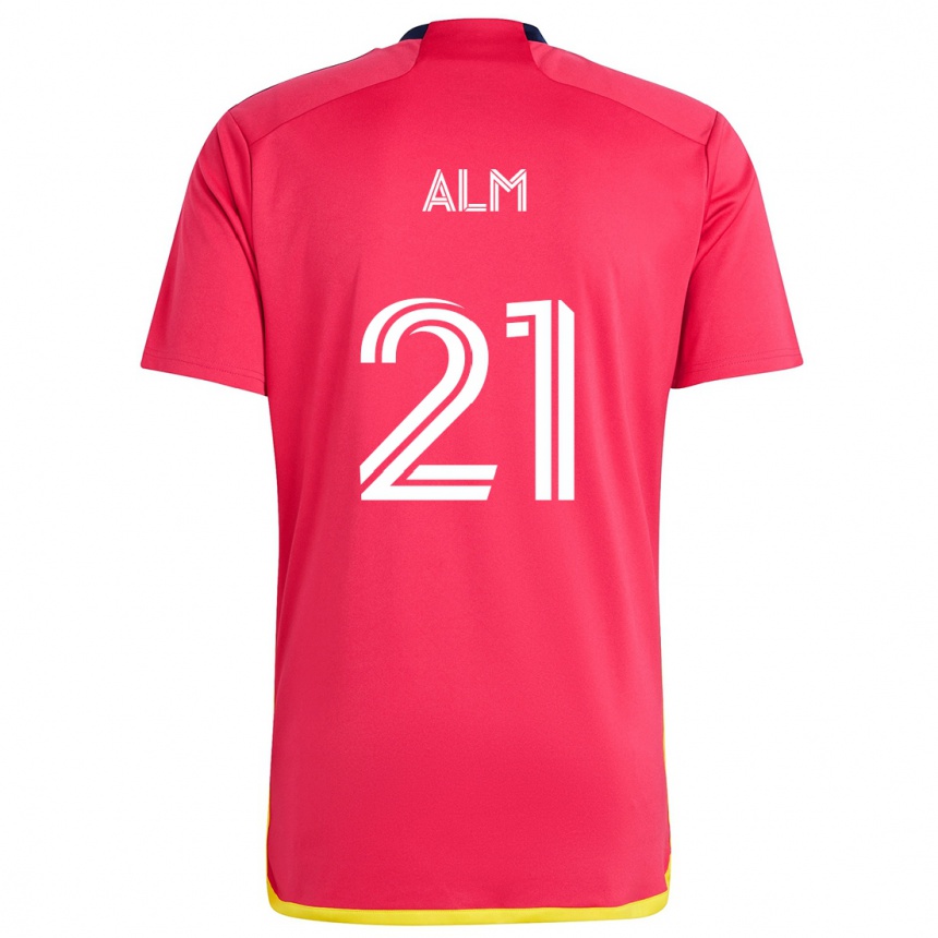 Niño Fútbol Camiseta Rasmus Alm #21 Rojo Azul 1ª Equipación 2024/25 Argentina