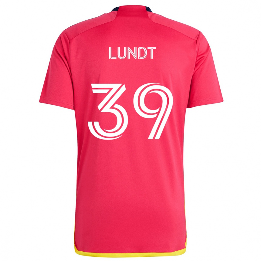 Niño Fútbol Camiseta Ben Lundt #39 Rojo Azul 1ª Equipación 2024/25 Argentina