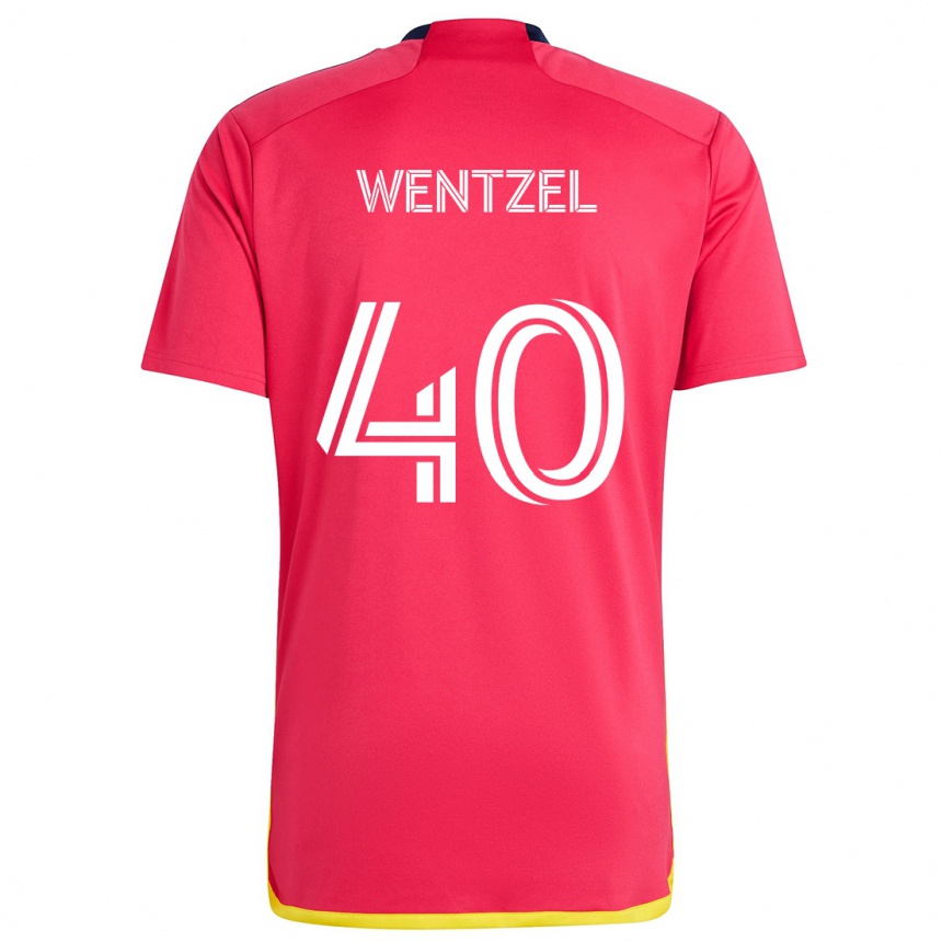 Niño Fútbol Camiseta Michael Wentzel #40 Rojo Azul 1ª Equipación 2024/25 Argentina