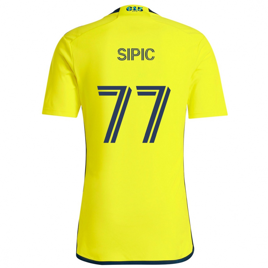 Niño Fútbol Camiseta Adem Sipić #77 Amarillo Azul 1ª Equipación 2024/25 Argentina