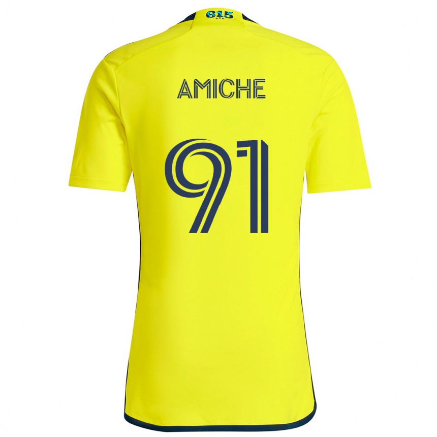 Niño Fútbol Camiseta Kemy Amiche #91 Amarillo Azul 1ª Equipación 2024/25 Argentina