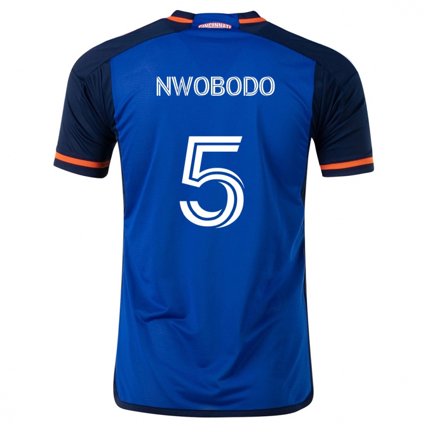 Niño Fútbol Camiseta Obinna Nwobodo #5 Azul Blanco 1ª Equipación 2024/25 Argentina