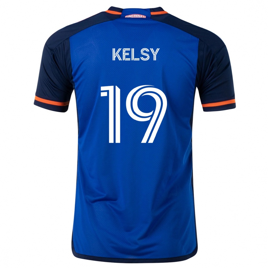 Niño Fútbol Camiseta Kevin Kelsy #19 Azul Blanco 1ª Equipación 2024/25 Argentina