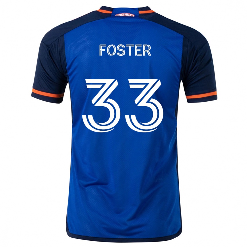 Niño Fútbol Camiseta Isaiah Foster #33 Azul Blanco 1ª Equipación 2024/25 Argentina