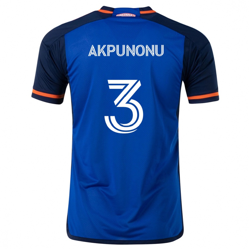 Niño Fútbol Camiseta Joey Akpunonu #3 Azul Blanco 1ª Equipación 2024/25 Argentina