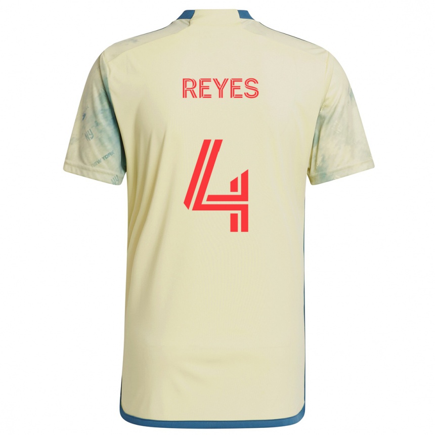 Niño Fútbol Camiseta Andrés Reyes #4 Amarillo Rojo Azul 1ª Equipación 2024/25 Argentina