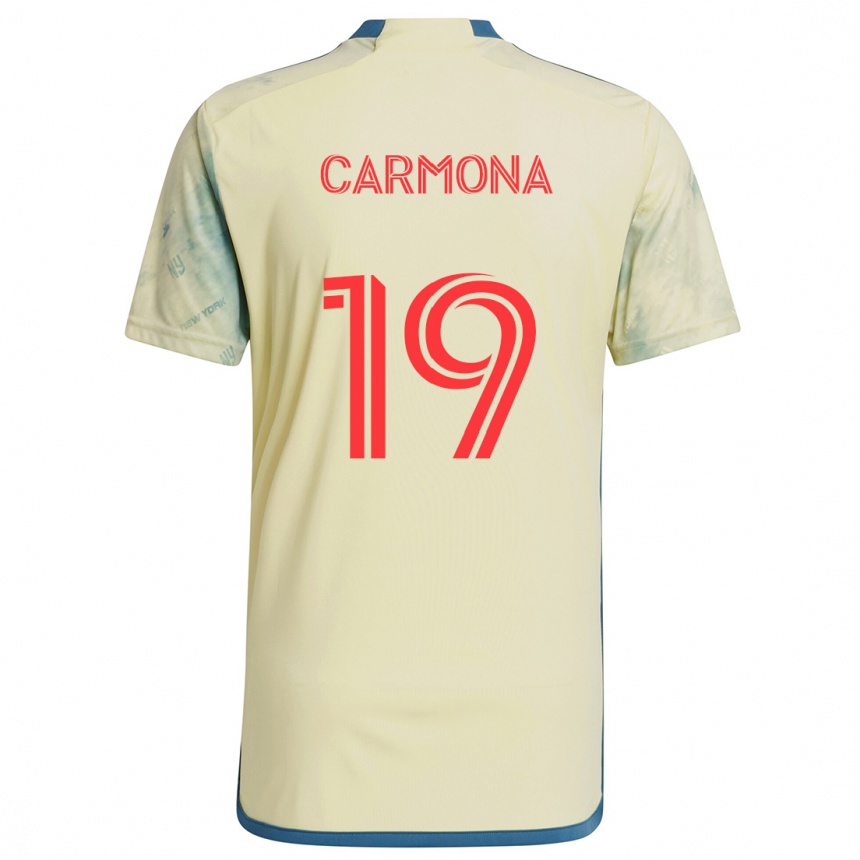 Niño Fútbol Camiseta Wikelman Carmona #19 Amarillo Rojo Azul 1ª Equipación 2024/25 Argentina