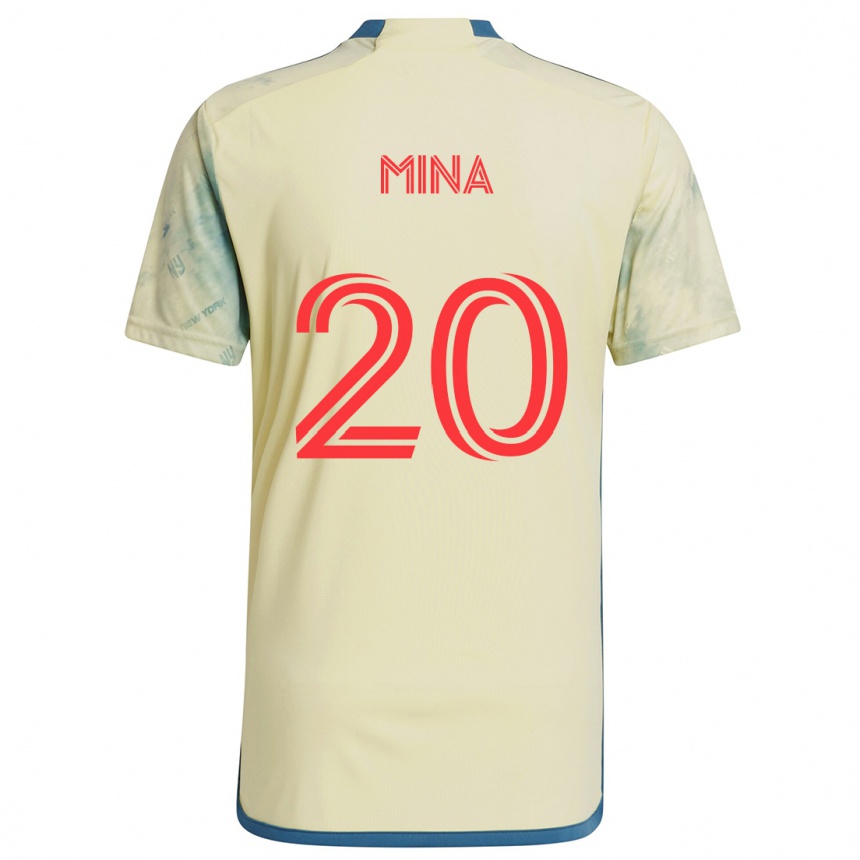 Niño Fútbol Camiseta Juan Mina #20 Amarillo Rojo Azul 1ª Equipación 2024/25 Argentina