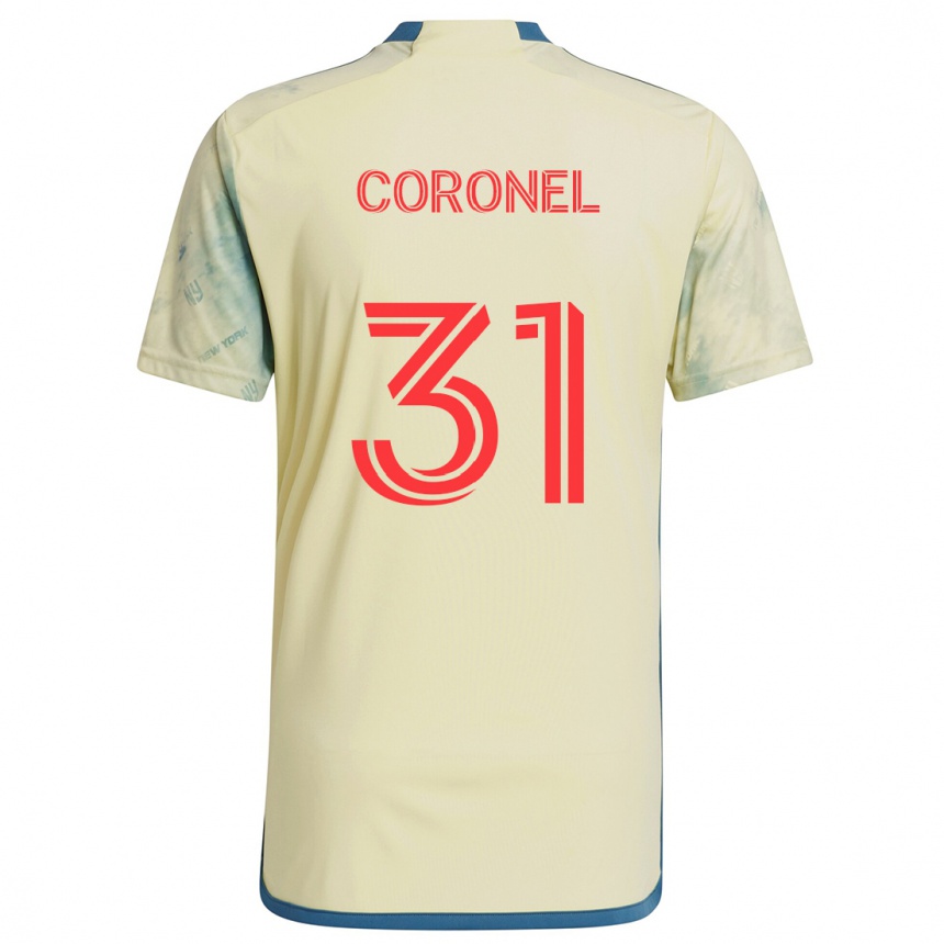 Niño Fútbol Camiseta Carlos Coronel #31 Amarillo Rojo Azul 1ª Equipación 2024/25 Argentina