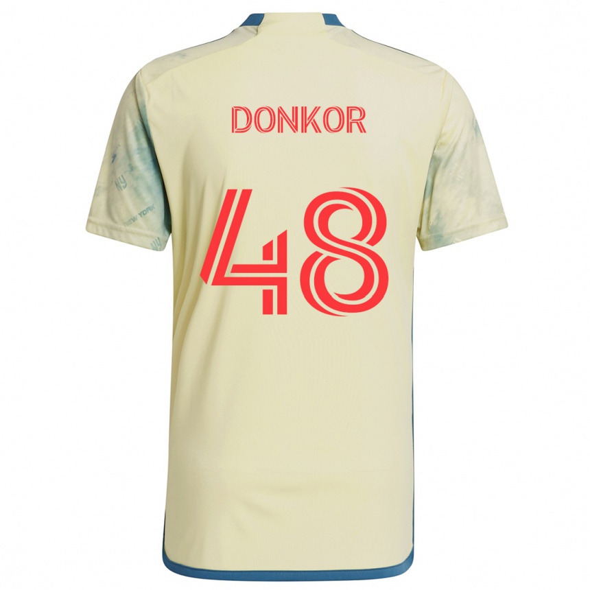 Niño Fútbol Camiseta Ronald Donkor #48 Amarillo Rojo Azul 1ª Equipación 2024/25 Argentina