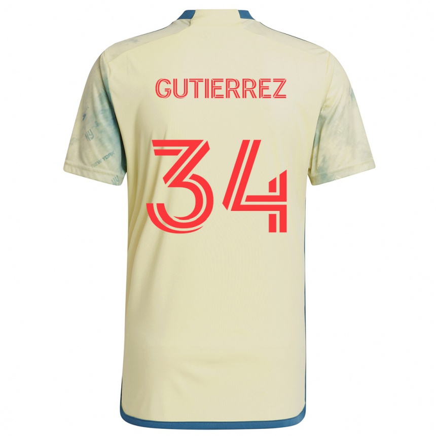 Niño Fútbol Camiseta Juan Gutierrez #34 Amarillo Rojo Azul 1ª Equipación 2024/25 Argentina