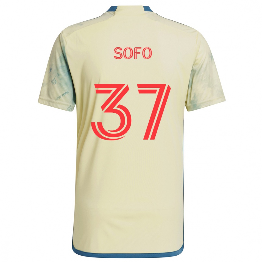 Niño Fútbol Camiseta Mohammed Sofo #37 Amarillo Rojo Azul 1ª Equipación 2024/25 Argentina