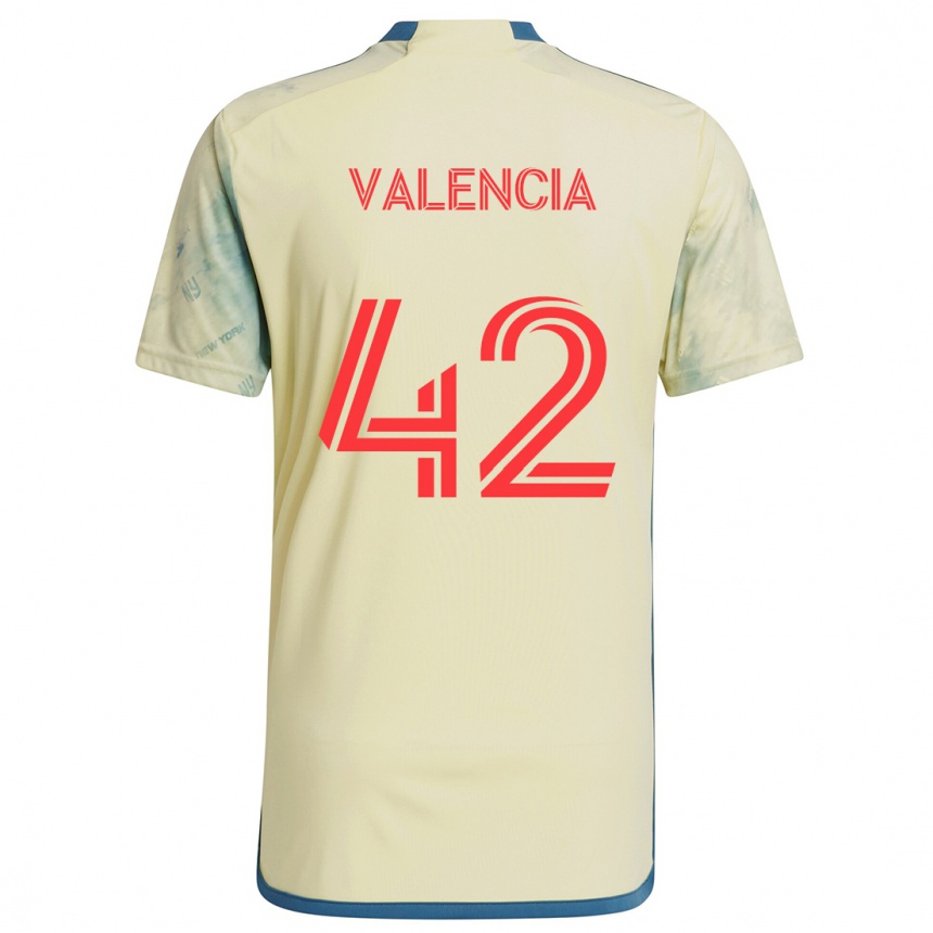 Niño Fútbol Camiseta Omar Valencia #42 Amarillo Rojo Azul 1ª Equipación 2024/25 Argentina