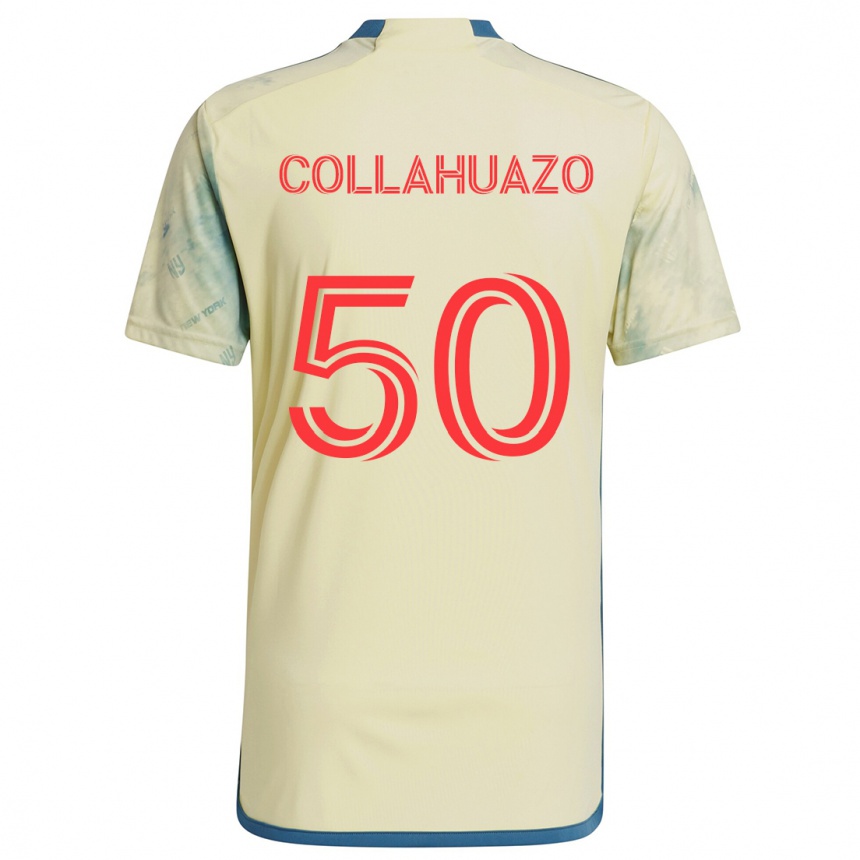 Niño Fútbol Camiseta Jair Collahuazo #50 Amarillo Rojo Azul 1ª Equipación 2024/25 Argentina