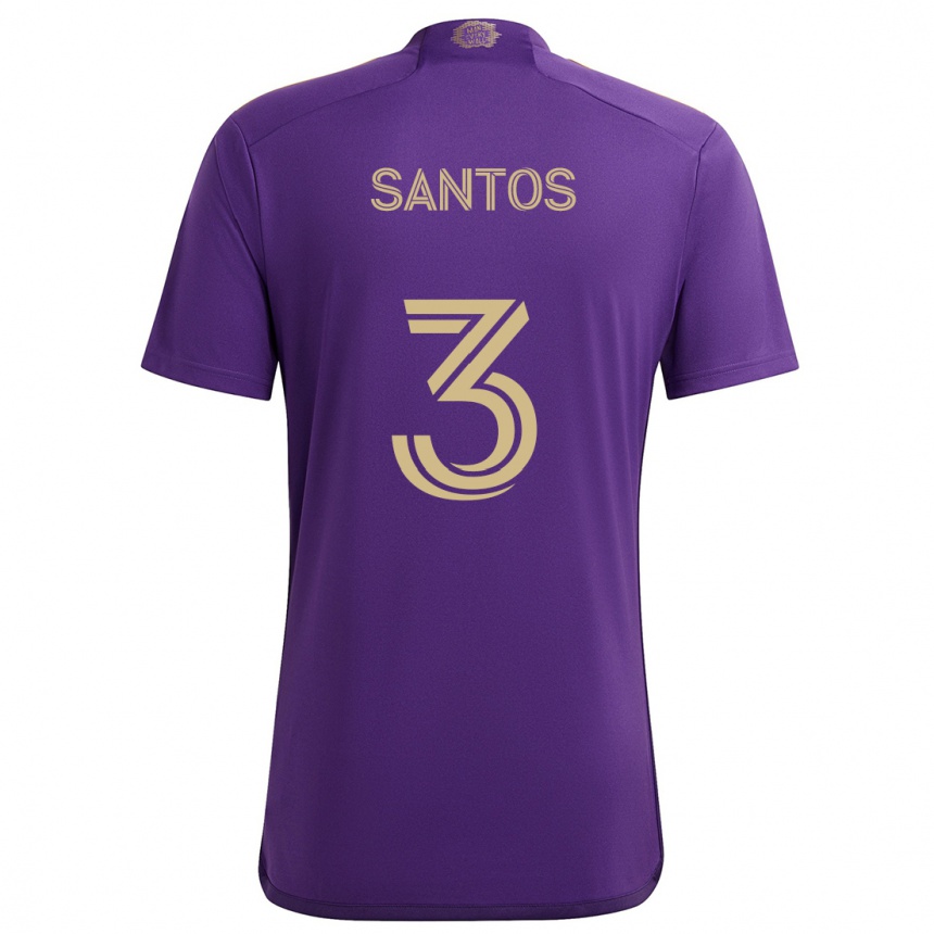 Niño Fútbol Camiseta Rafael Santos #3 Púrpura Amarillo 1ª Equipación 2024/25 Argentina