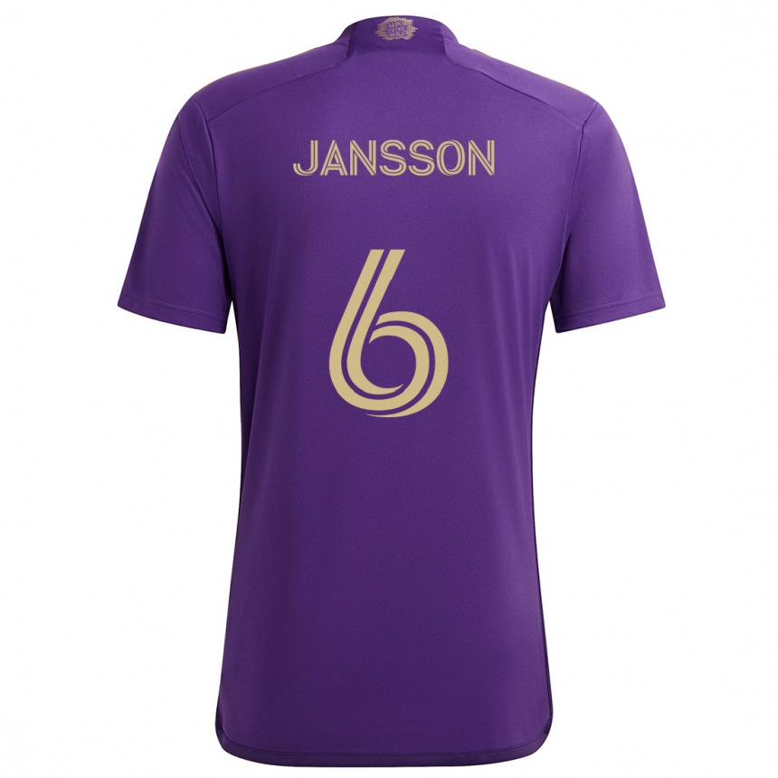 Niño Fútbol Camiseta Robin Jansson #6 Púrpura Amarillo 1ª Equipación 2024/25 Argentina