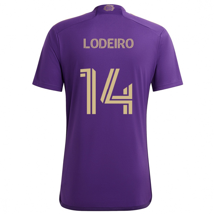 Niño Fútbol Camiseta Nicolás Lodeiro #14 Púrpura Amarillo 1ª Equipación 2024/25 Argentina