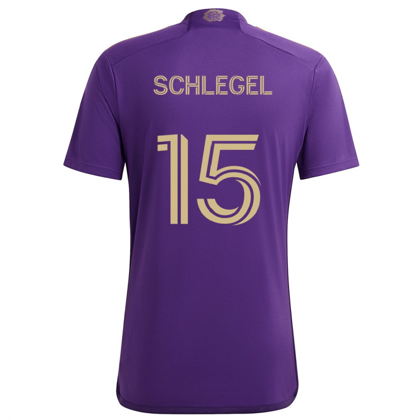 Niño Fútbol Camiseta Rodrigo Schlegel #15 Púrpura Amarillo 1ª Equipación 2024/25 Argentina