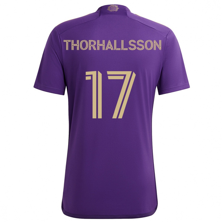 Niño Fútbol Camiseta Dagur Dan Thórhallsson #17 Púrpura Amarillo 1ª Equipación 2024/25 Argentina