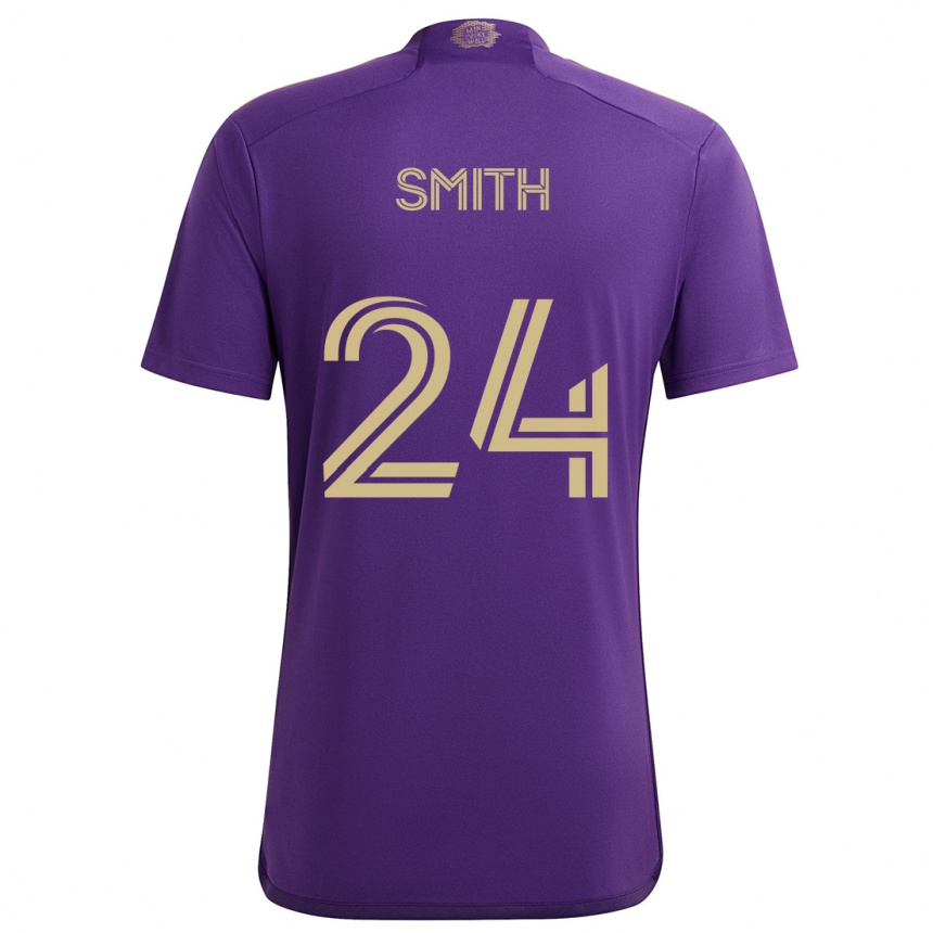 Niño Fútbol Camiseta Kyle Smith #24 Púrpura Amarillo 1ª Equipación 2024/25 Argentina