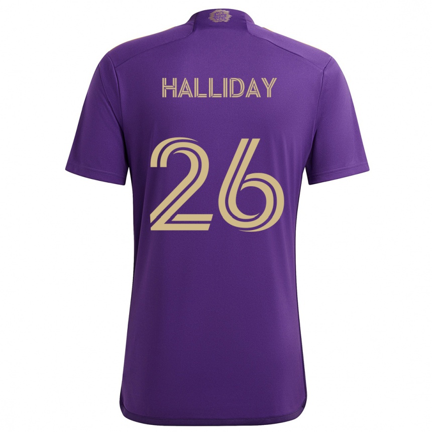 Niño Fútbol Camiseta Michael Halliday #26 Púrpura Amarillo 1ª Equipación 2024/25 Argentina