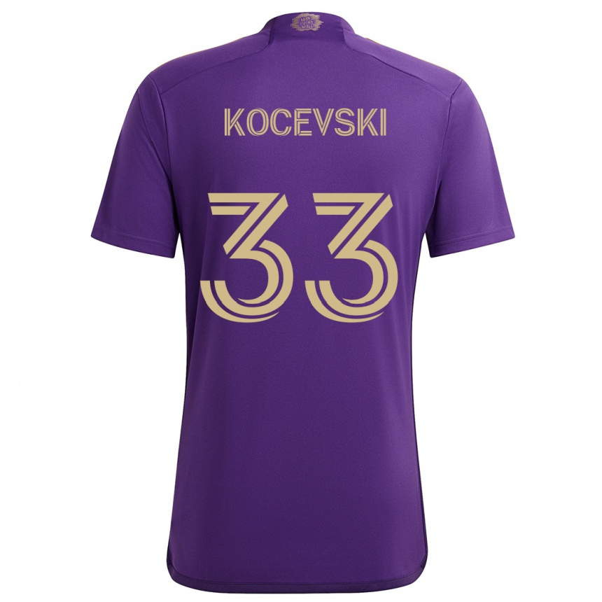 Niño Fútbol Camiseta Jeorgio Kocevski #33 Púrpura Amarillo 1ª Equipación 2024/25 Argentina