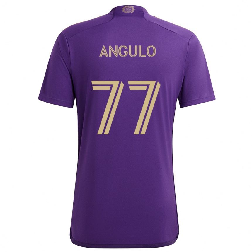 Niño Fútbol Camiseta Iván Angulo #77 Púrpura Amarillo 1ª Equipación 2024/25 Argentina