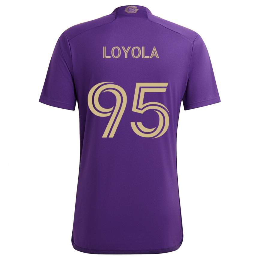 Niño Fútbol Camiseta Favian Loyola #95 Púrpura Amarillo 1ª Equipación 2024/25 Argentina