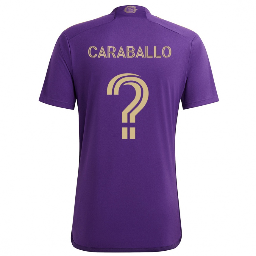 Niño Fútbol Camiseta Gustavo Caraballo #0 Púrpura Amarillo 1ª Equipación 2024/25 Argentina