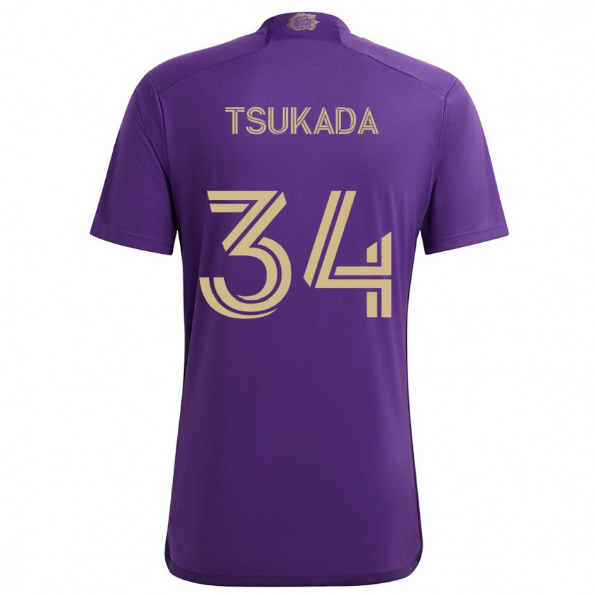 Niño Fútbol Camiseta Yutaro Tsukada #34 Púrpura Amarillo 1ª Equipación 2024/25 Argentina