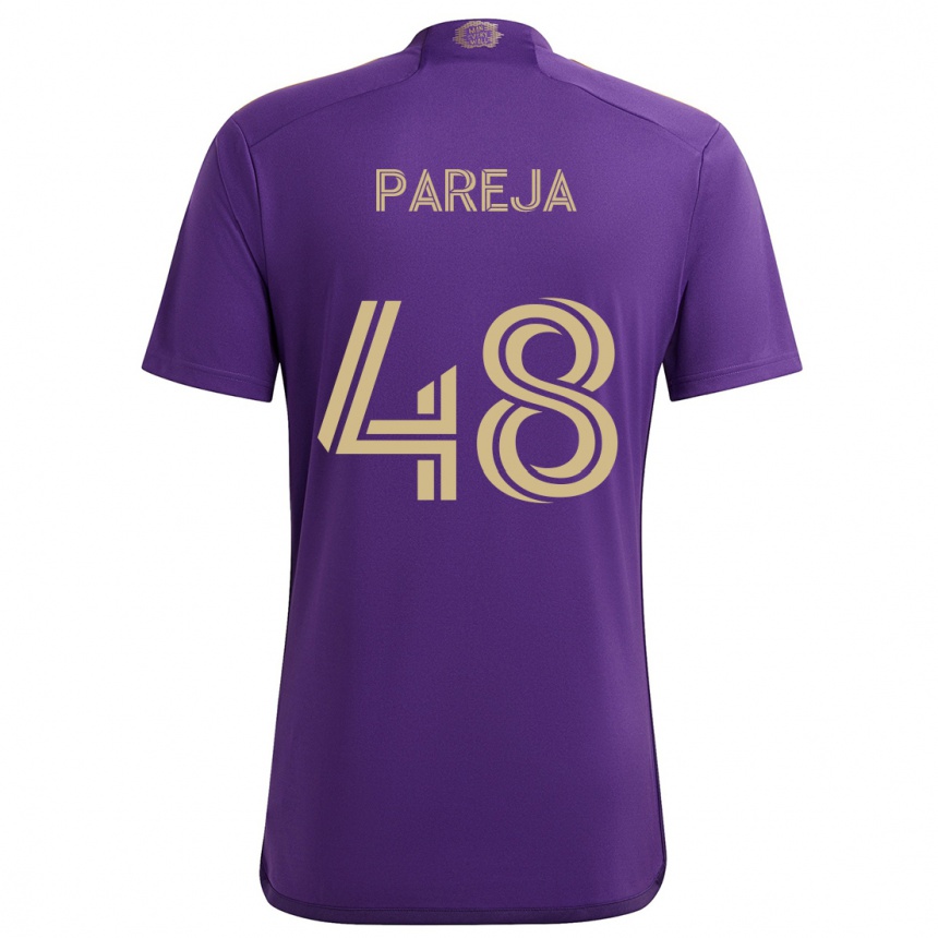 Niño Fútbol Camiseta Diego Pareja #48 Púrpura Amarillo 1ª Equipación 2024/25 Argentina