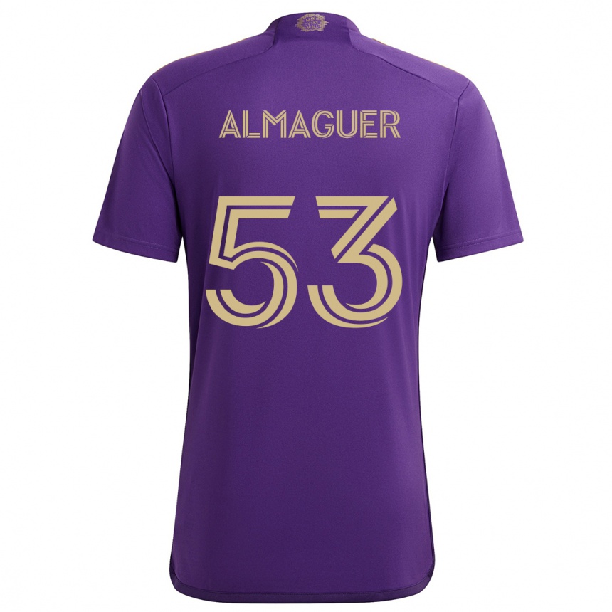 Niño Fútbol Camiseta Jorge Almaguer #53 Púrpura Amarillo 1ª Equipación 2024/25 Argentina