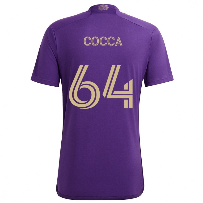 Niño Fútbol Camiseta Manuel Cocca #64 Púrpura Amarillo 1ª Equipación 2024/25 Argentina