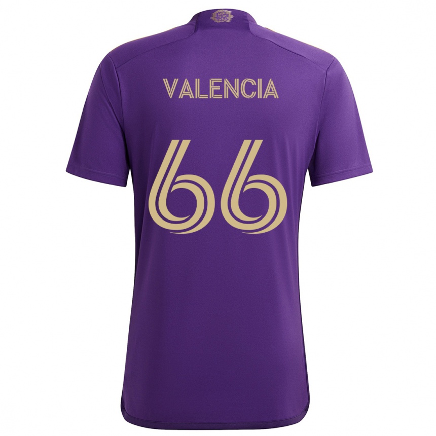 Niño Fútbol Camiseta Yeiler Valencia #66 Púrpura Amarillo 1ª Equipación 2024/25 Argentina