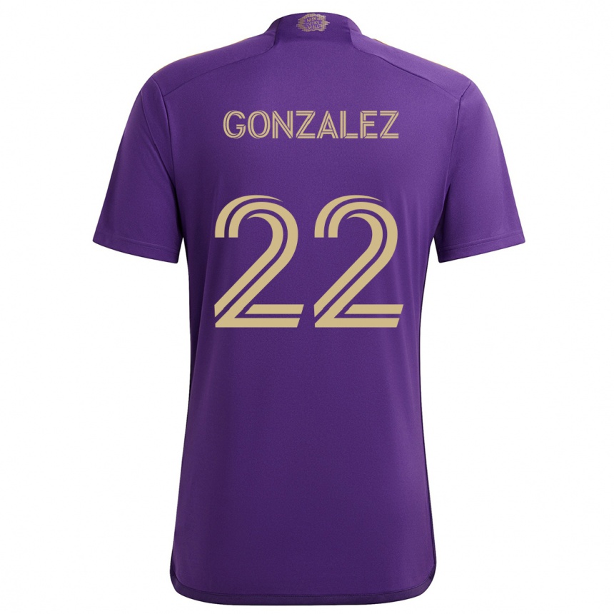 Niño Fútbol Camiseta Gastón González #22 Púrpura Amarillo 1ª Equipación 2024/25 Argentina