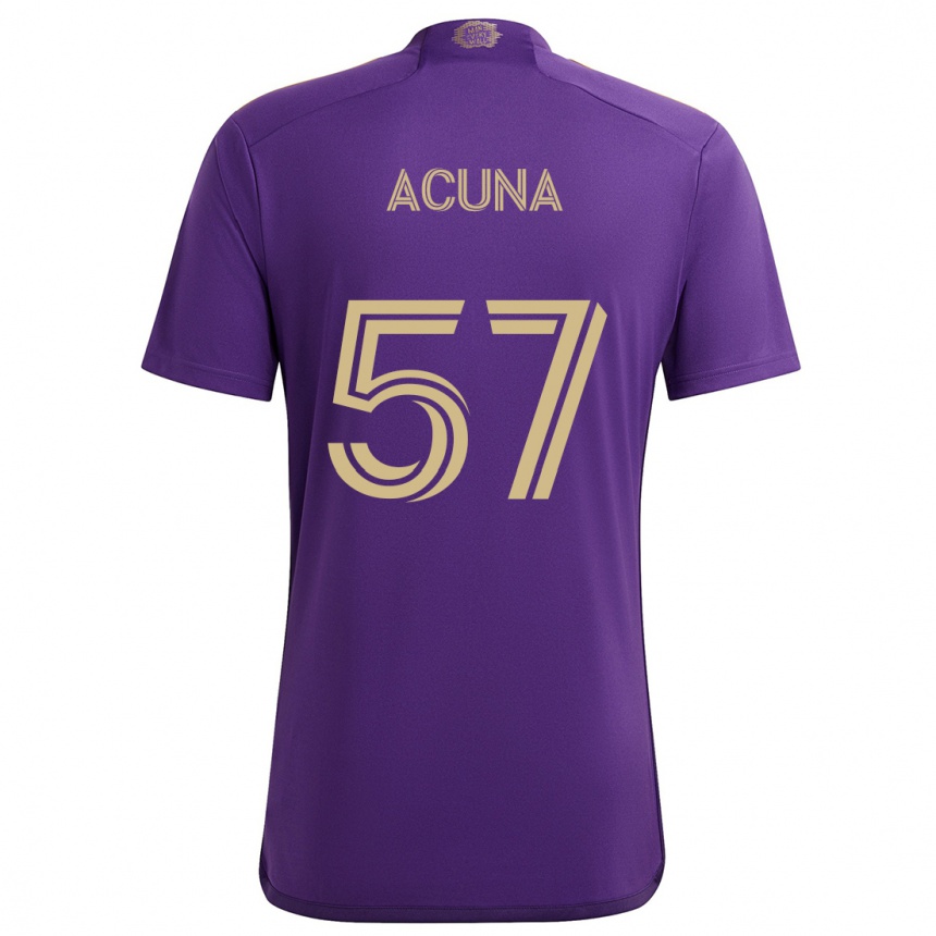 Niño Fútbol Camiseta Cristofer Acuña #57 Púrpura Amarillo 1ª Equipación 2024/25 Argentina