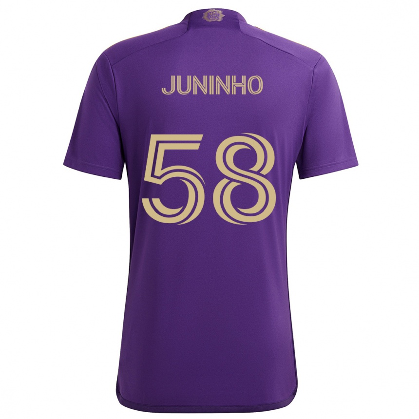 Niño Fútbol Camiseta Juninho #58 Púrpura Amarillo 1ª Equipación 2024/25 Argentina