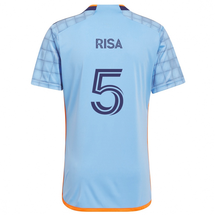 Niño Fútbol Camiseta Birk Risa #5 Azul Naranja 1ª Equipación 2024/25 Argentina