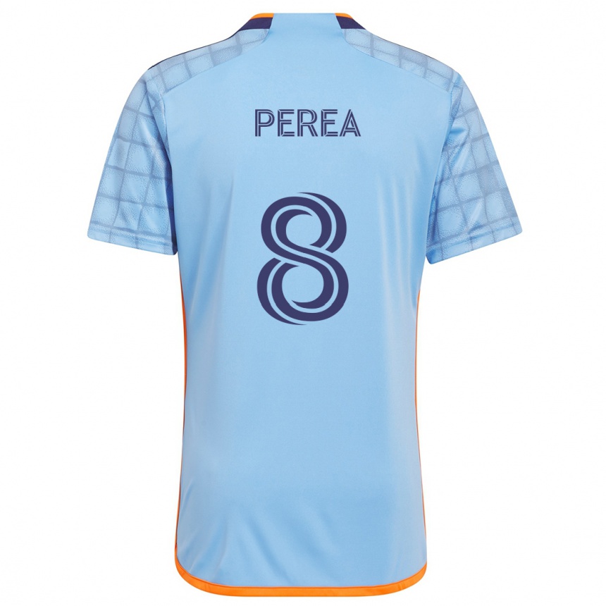 Niño Fútbol Camiseta Andrés Perea #8 Azul Naranja 1ª Equipación 2024/25 Argentina