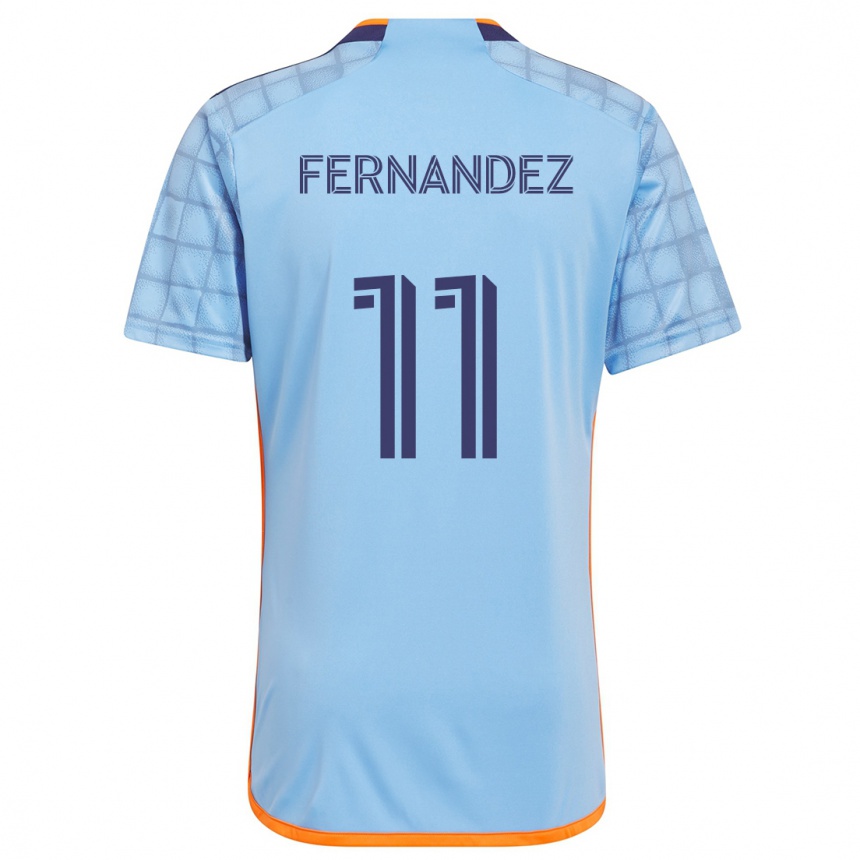 Niño Fútbol Camiseta Julián Fernández #11 Azul Naranja 1ª Equipación 2024/25 Argentina