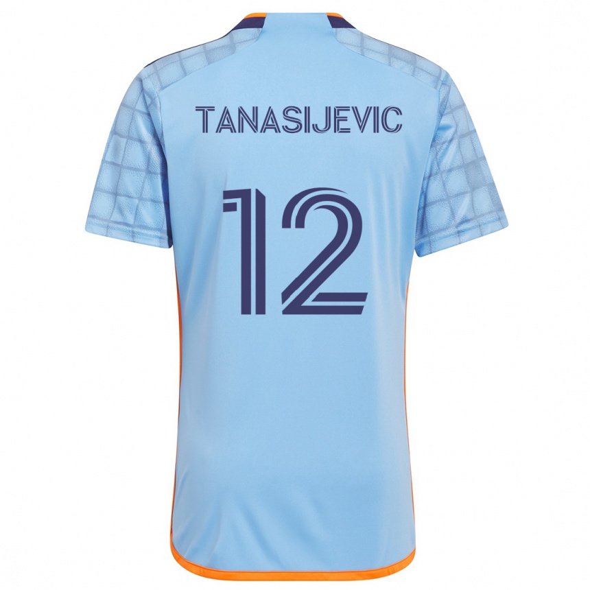 Niño Fútbol Camiseta Strahinja Tanasijevic #12 Azul Naranja 1ª Equipación 2024/25 Argentina