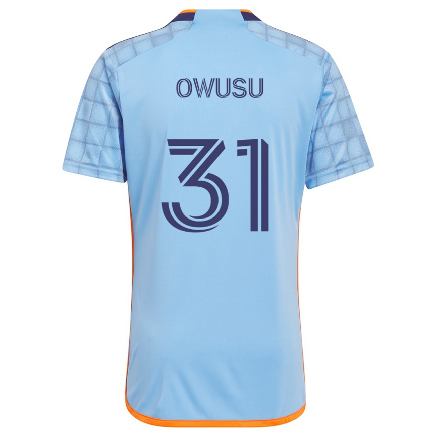 Niño Fútbol Camiseta Samuel Owusu #31 Azul Naranja 1ª Equipación 2024/25 Argentina