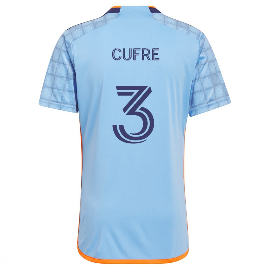 Niño Fútbol Camiseta Braian Cufré #3 Azul Naranja 1ª Equipación 2024/25 Argentina