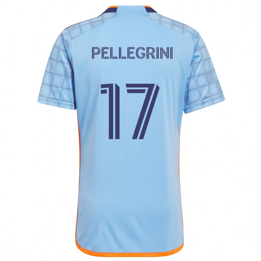 Niño Fútbol Camiseta Matías Pellegrini #17 Azul Naranja 1ª Equipación 2024/25 Argentina