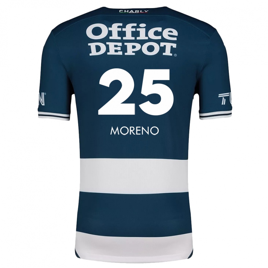 Niño Fútbol Camiseta Carlos Moreno #25 Azul Blanco 1ª Equipación 2024/25 Argentina