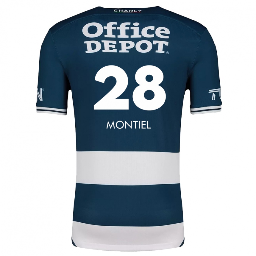 Niño Fútbol Camiseta Elías Montiel #28 Azul Blanco 1ª Equipación 2024/25 Argentina