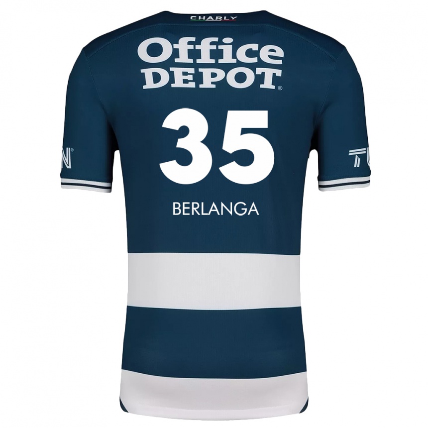 Niño Fútbol Camiseta Jorge Berlanga #35 Azul Blanco 1ª Equipación 2024/25 Argentina